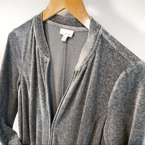 J Jill | Pure Jill Velvet Gray Zip Sweater